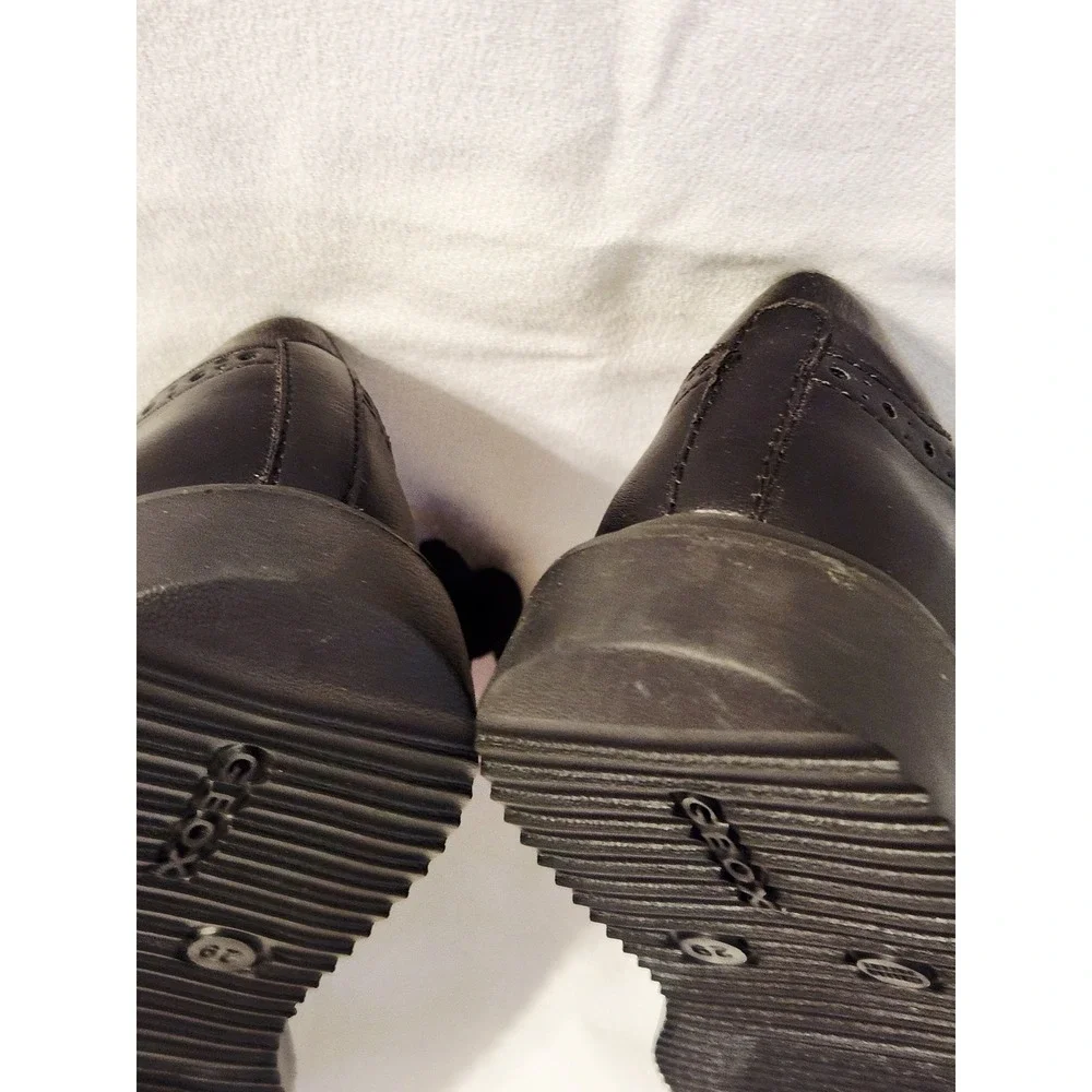 Geox Respira Kids Black Glitter Italian Patent Leather Shoes Girl Size US11 EU29